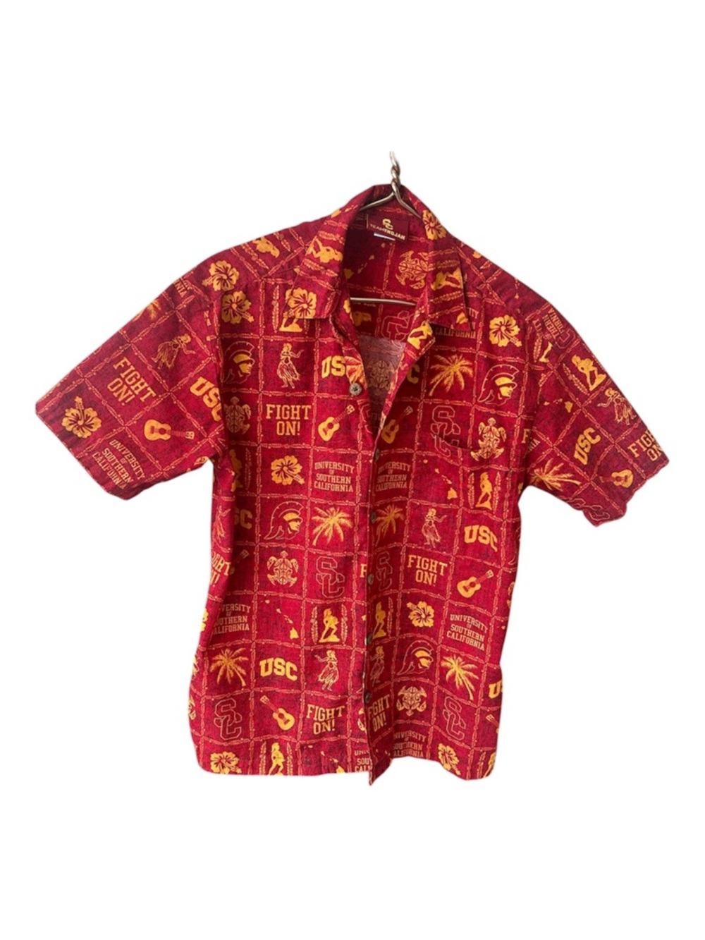 USC Trojans VTG Red & Gold Hawaiian Button-Up Shirt